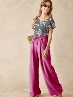 Pantalon large aspect froissé