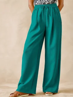 Pantalon large aspect froissé