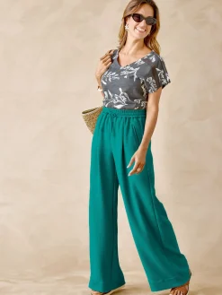 Pantalon large aspect froissé