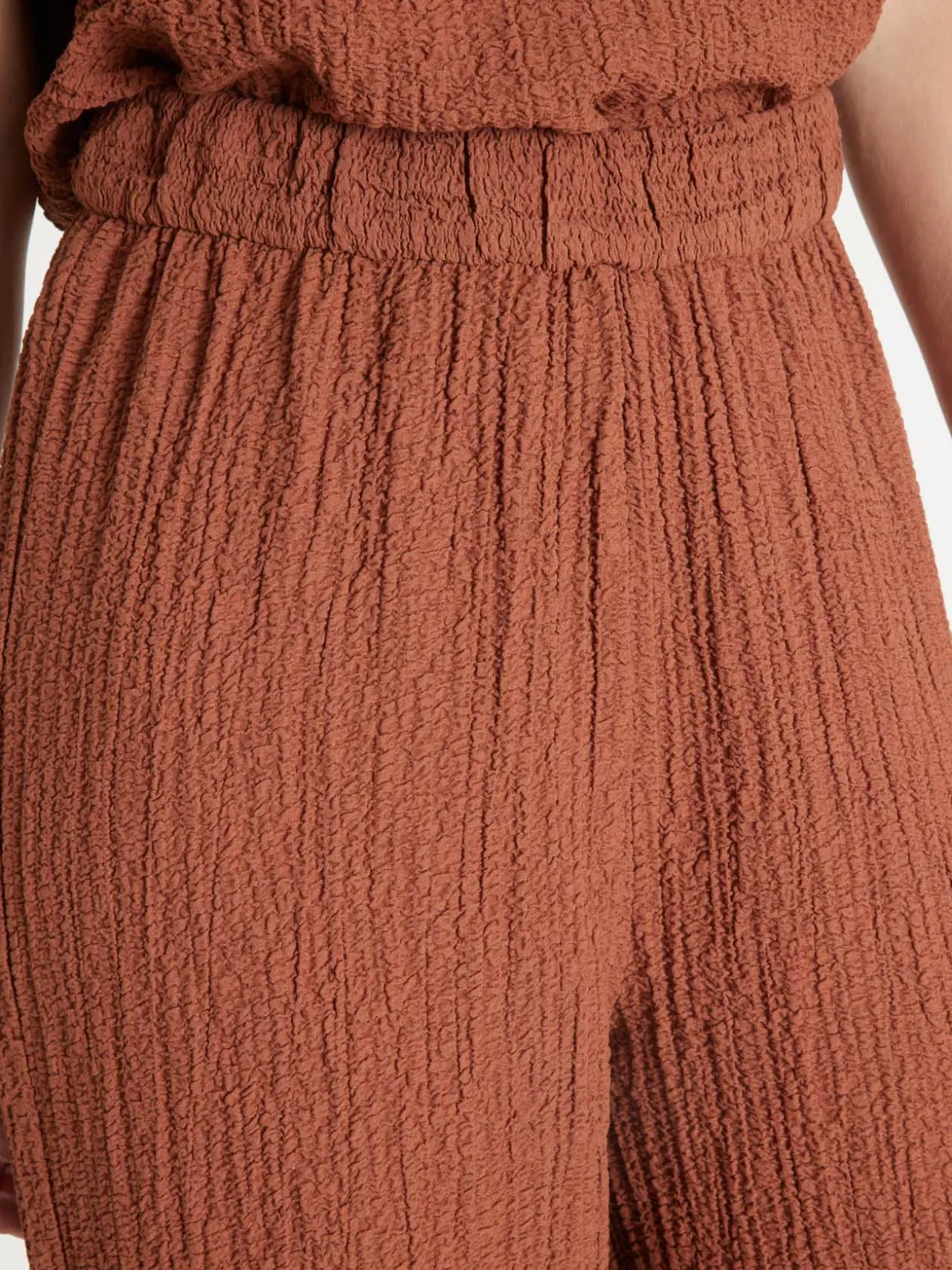 Pantalon large en seersucker