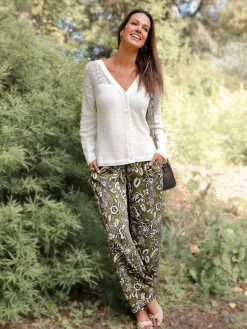 Pantalon large élastiqué