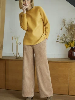 Pantalon large velours côtelé