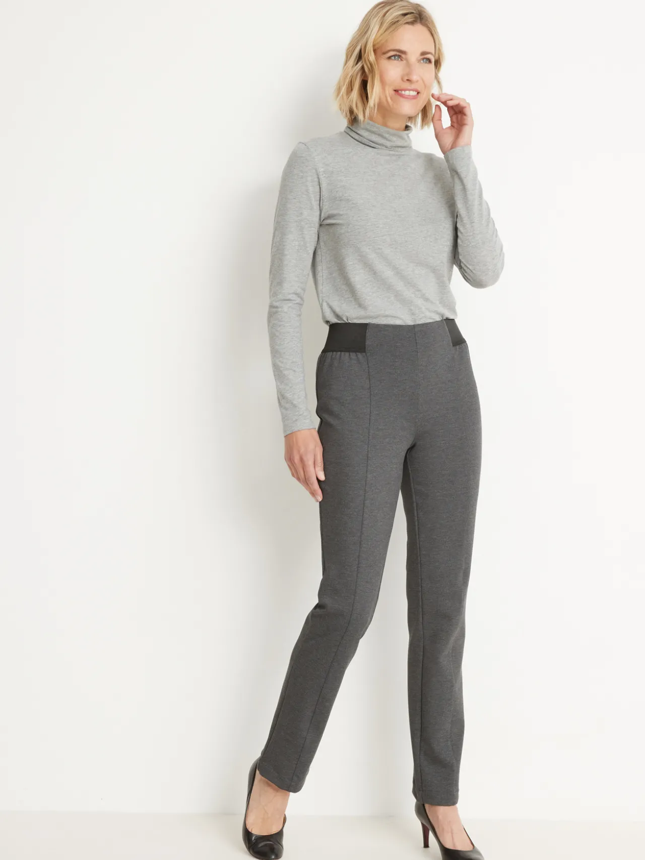 Pantalon élastiqué en maille milano