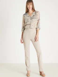 Pantalon élastiqué en maille milano