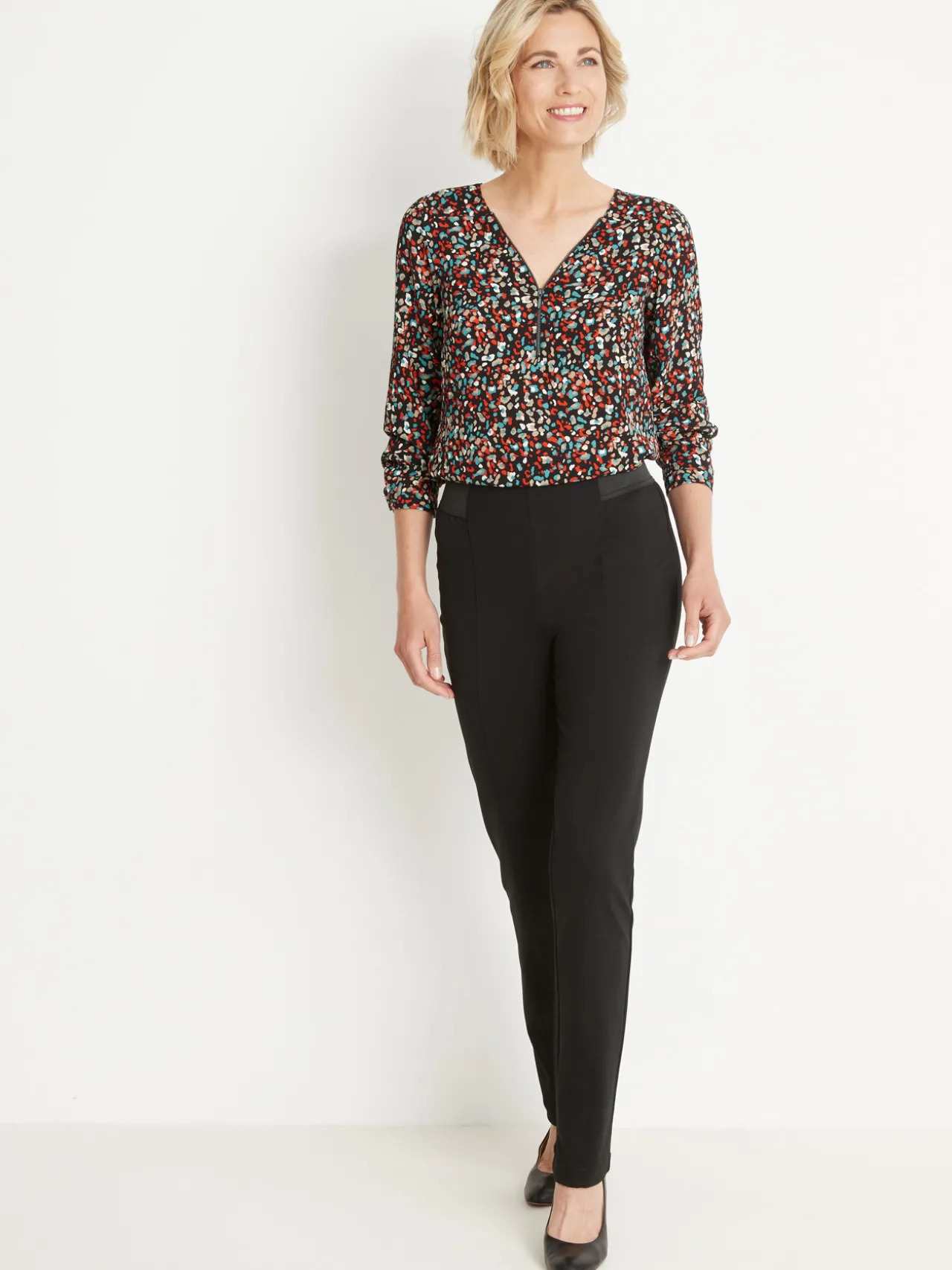 Pantalon élastiqué en maille milano