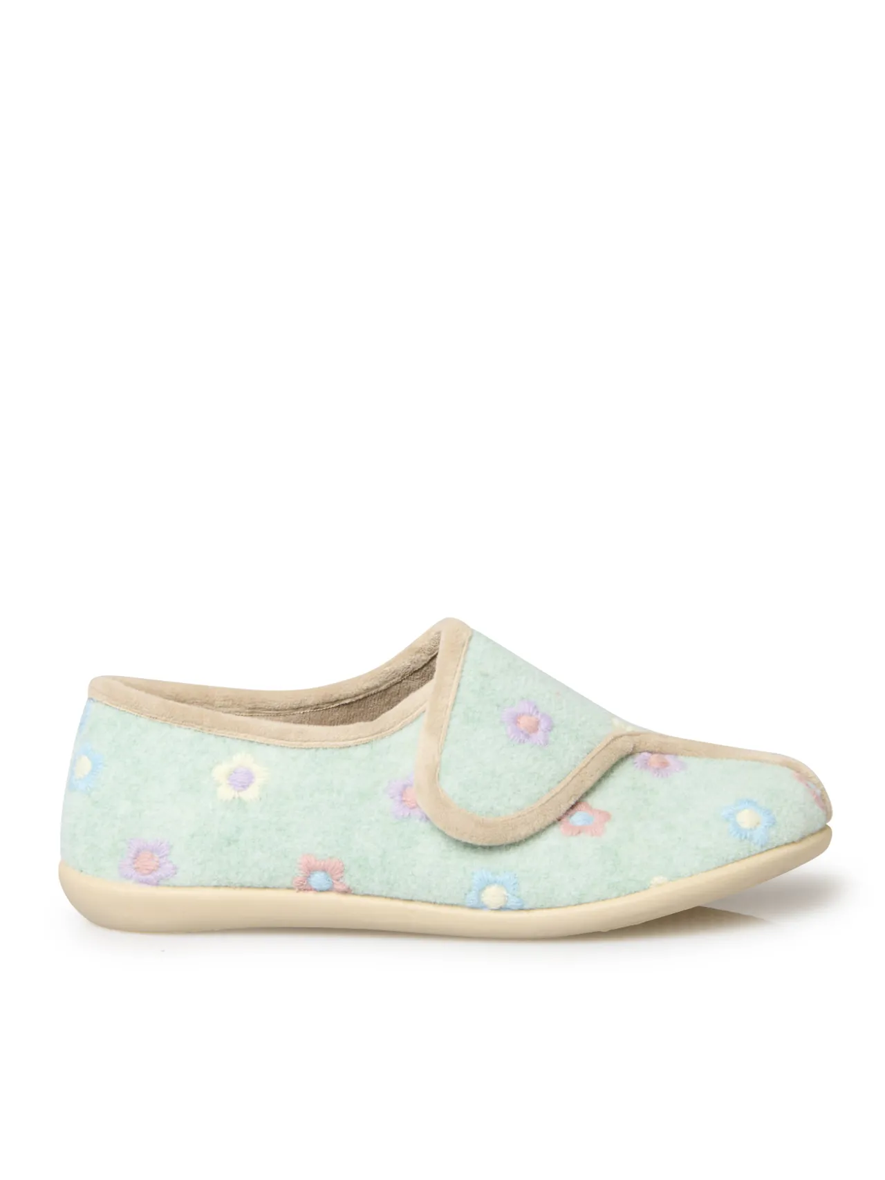 Pantoufles à scratch broderies fleurs