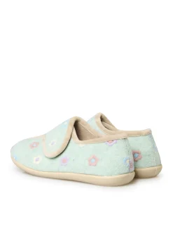 Pantoufles à scratch broderies fleurs