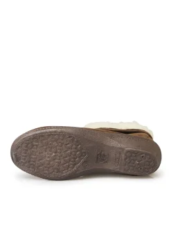 Pantoufles croûte de cuir fourrées