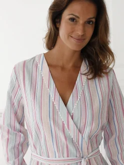 Peignoir forme kimono en seersucker