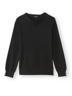 Pull boutons-bijoux aux manches