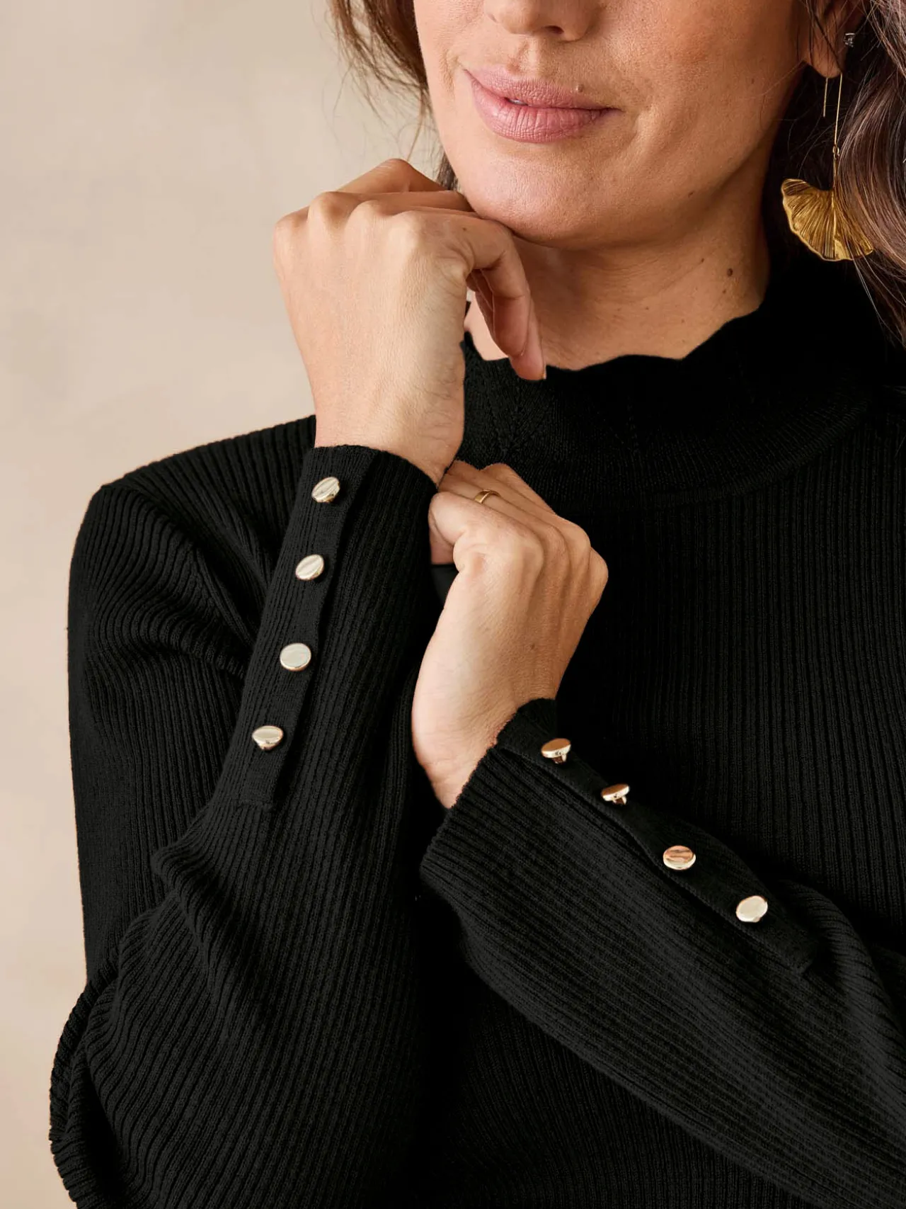 Pull col montant avec laine