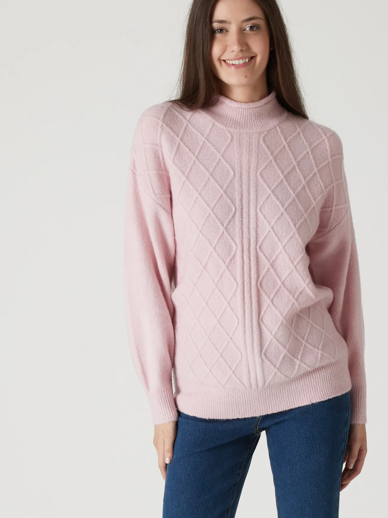 Pull col montant maille fantaisie