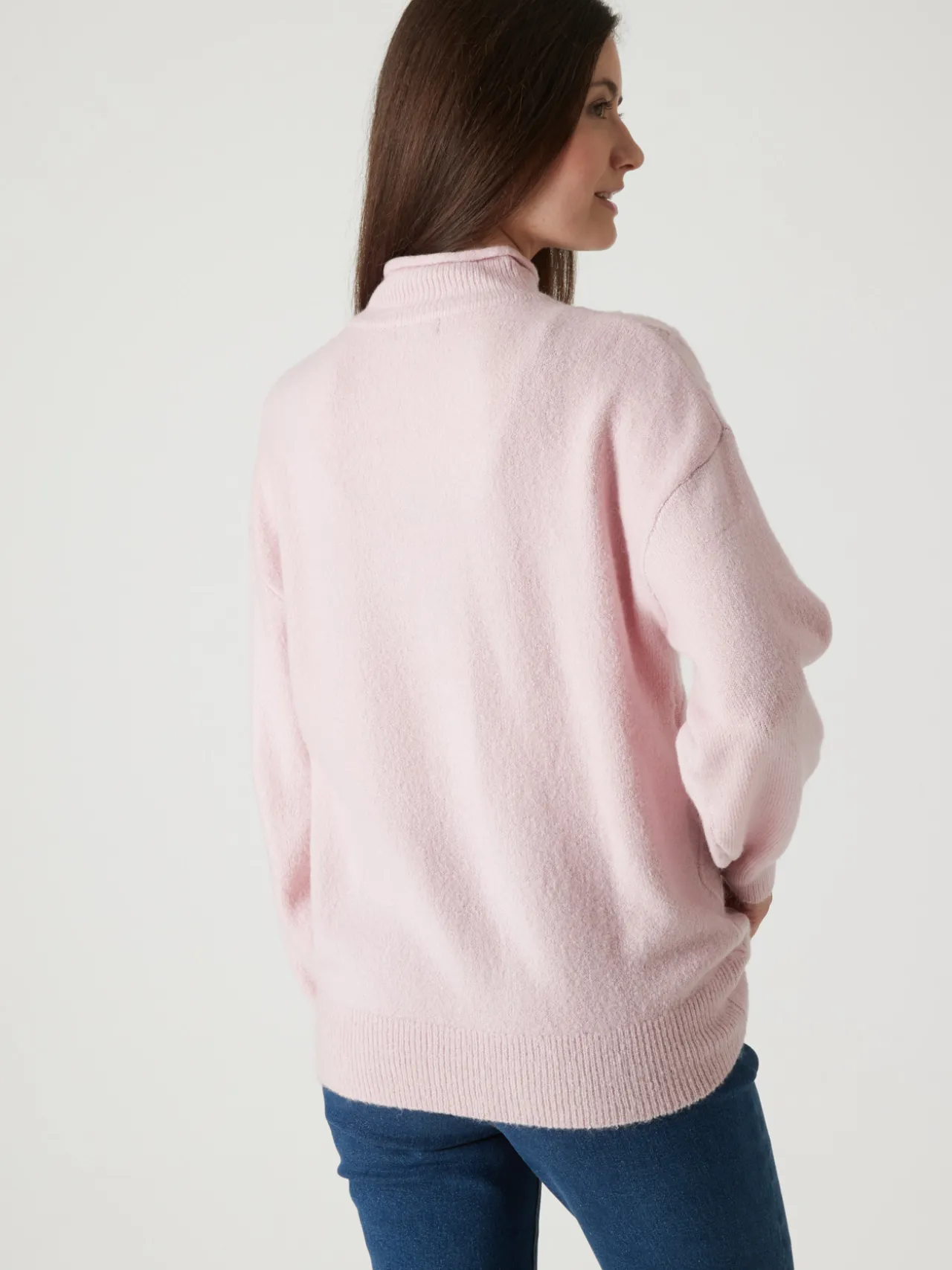 Pull col montant maille fantaisie