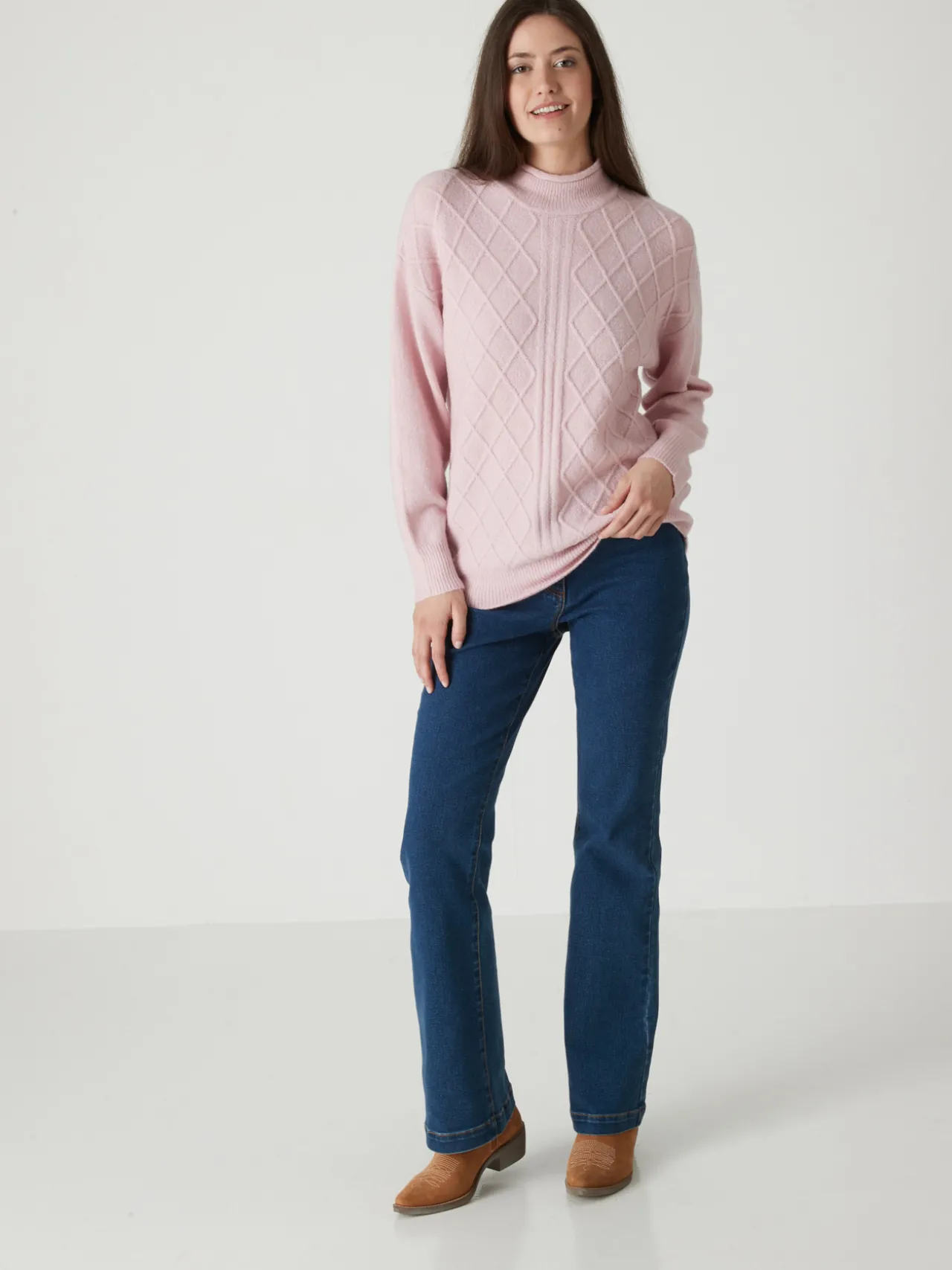 Pull col montant maille fantaisie