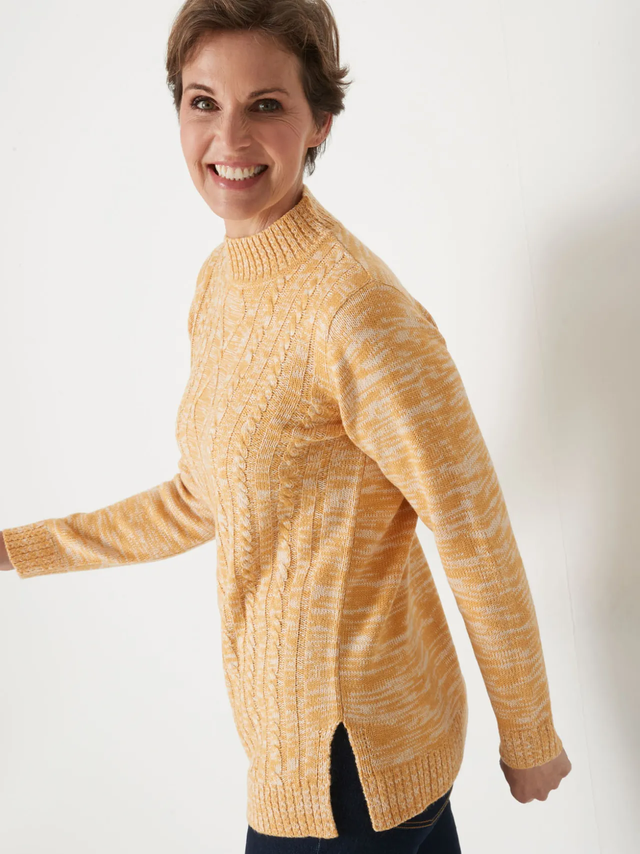 Pull col montant maille torsadée