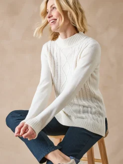 Pull col montant maille torsadée