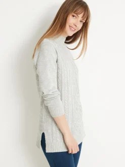 Pull col montant maille torsadée