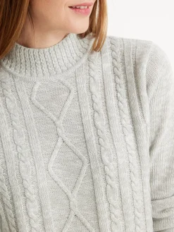 Pull col montant maille torsadée