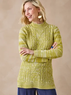 Pull col montant maille torsadée