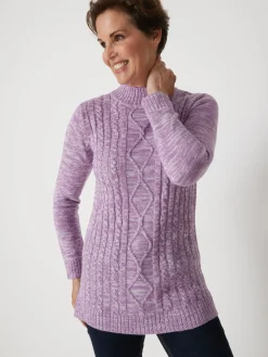 Pull col montant maille torsadée