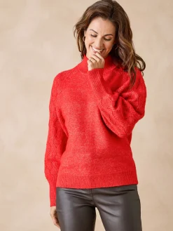 Pull col montant manches fantaisie