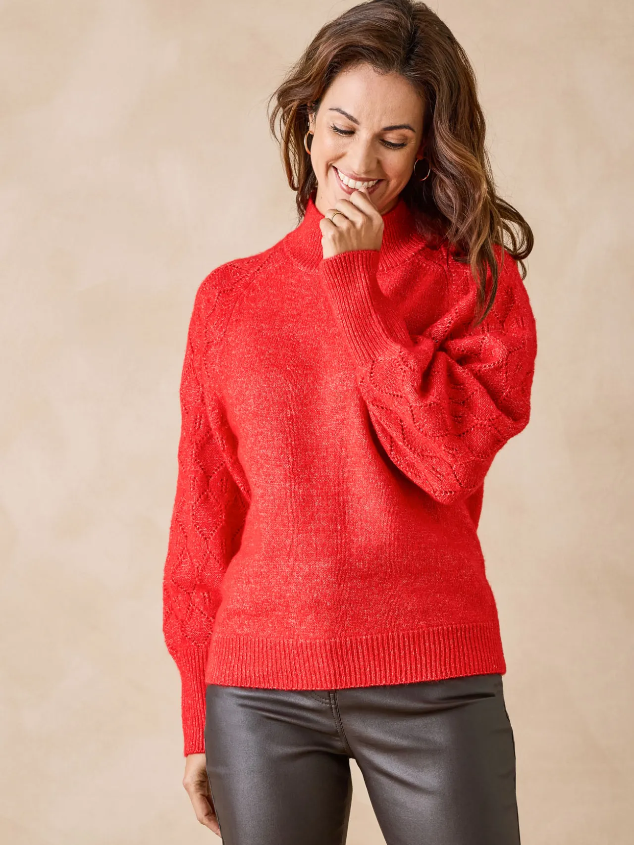 Pull col montant manches fantaisie