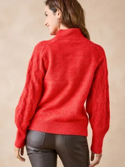 Pull col montant manches fantaisie