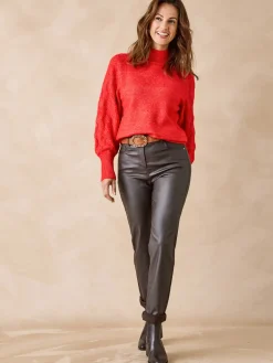 Pull col montant manches fantaisie