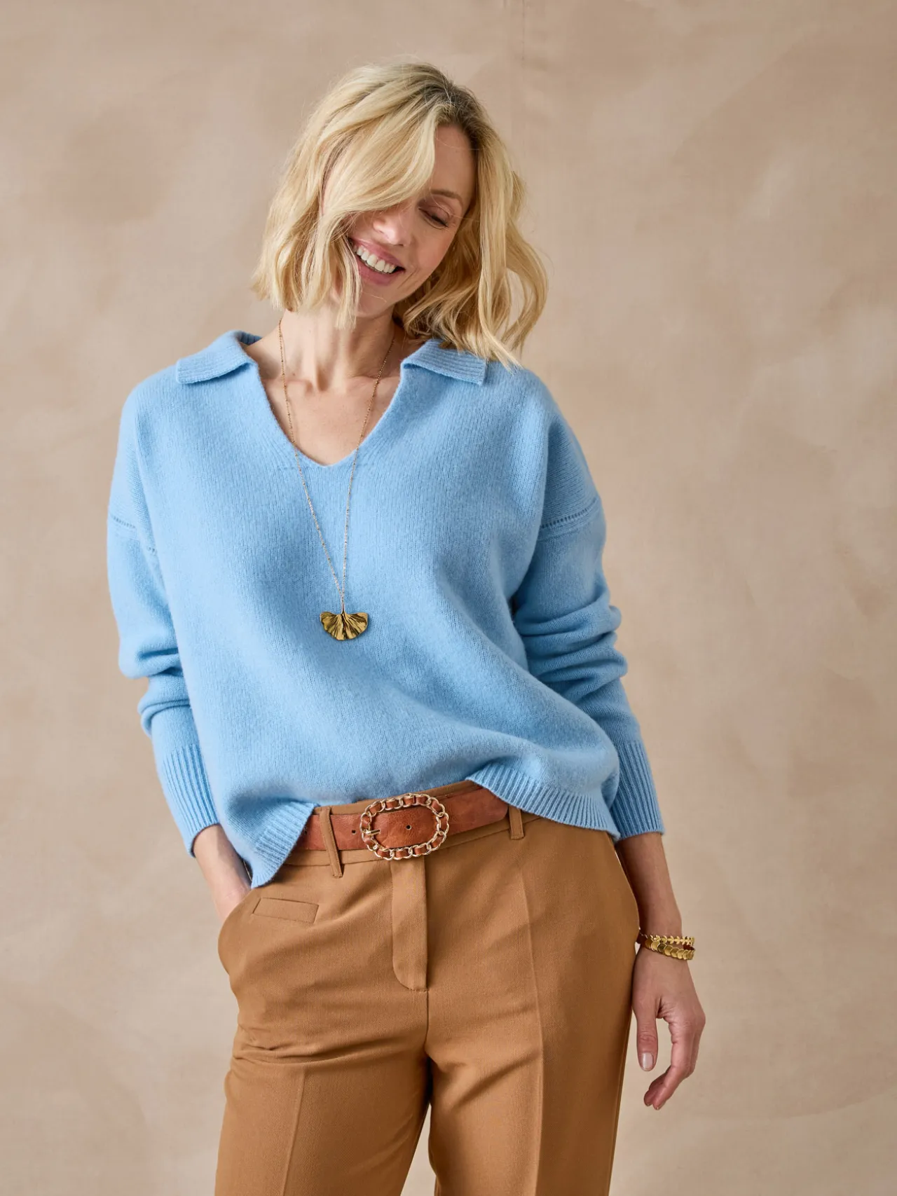 Pull col polo en pure laine