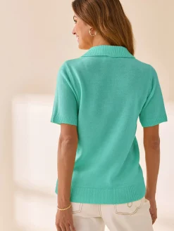 Pull col polo manches courtes