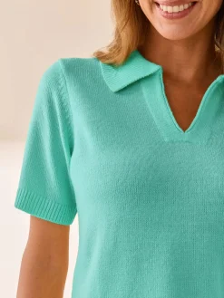 Pull col polo manches courtes