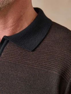 Pull col polo zippé avec laine