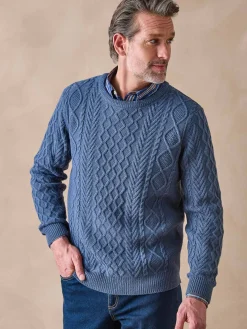 Pull col rond style irlandais 30% laine