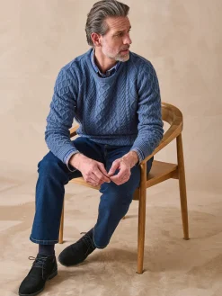 Pull col rond style irlandais 30% laine