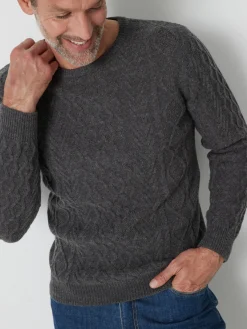 Pull col rond style irlandais 30% laine