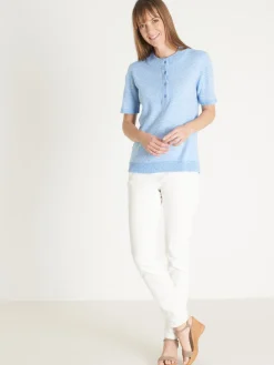 Pull col tunisien en maille chinée