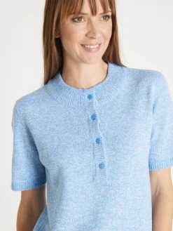 Pull col tunisien en maille chinée