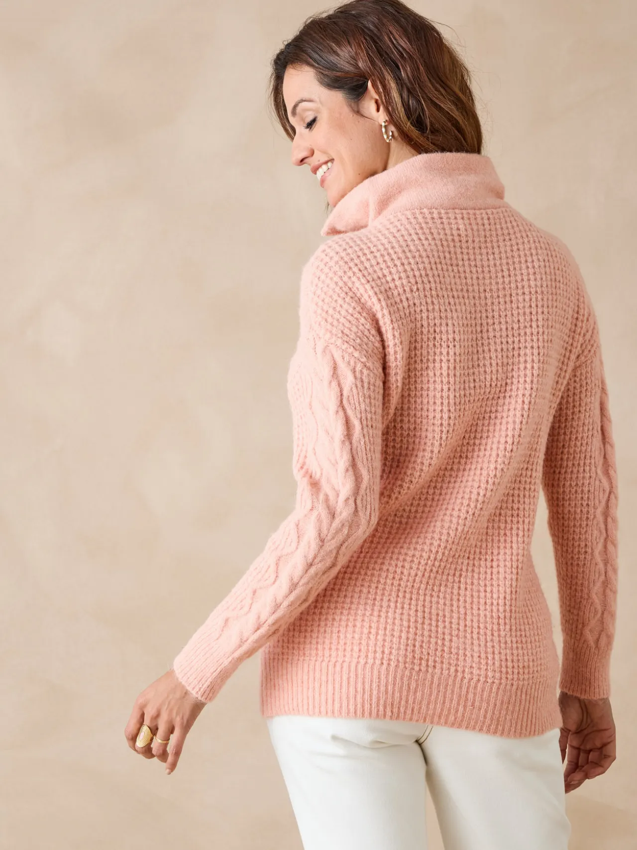 Pull en maille fantaisie col zippé