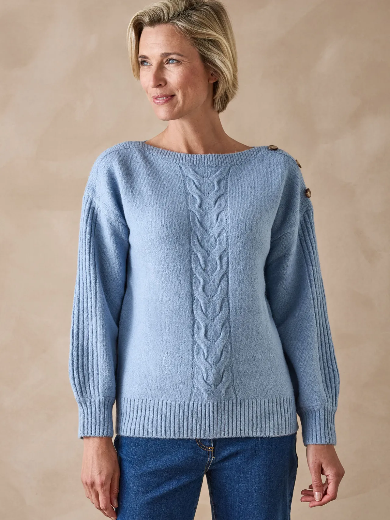 Pull encolure bateau en jersey envers