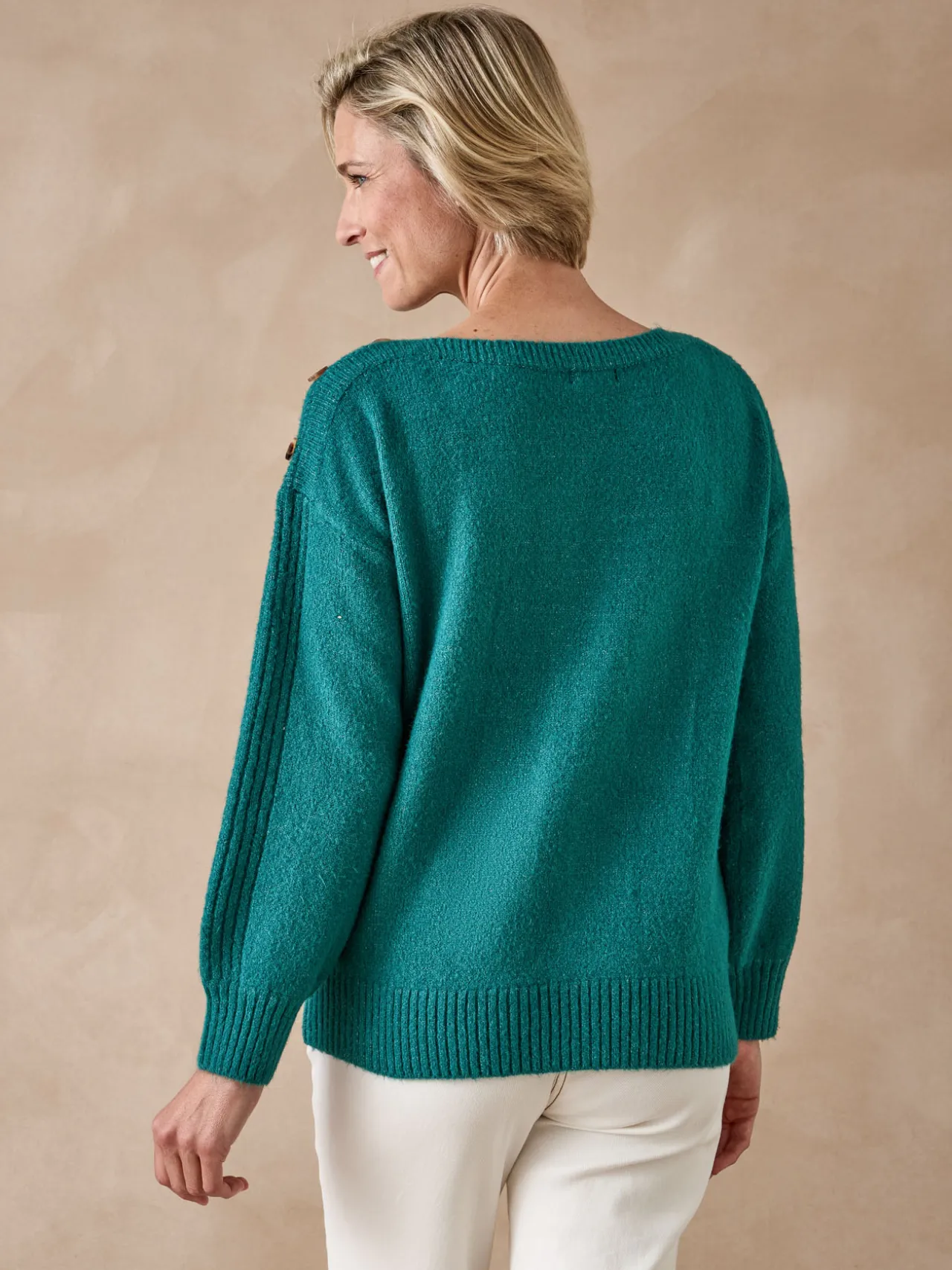 Pull encolure bateau en jersey envers