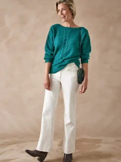 Pull encolure bateau en jersey envers