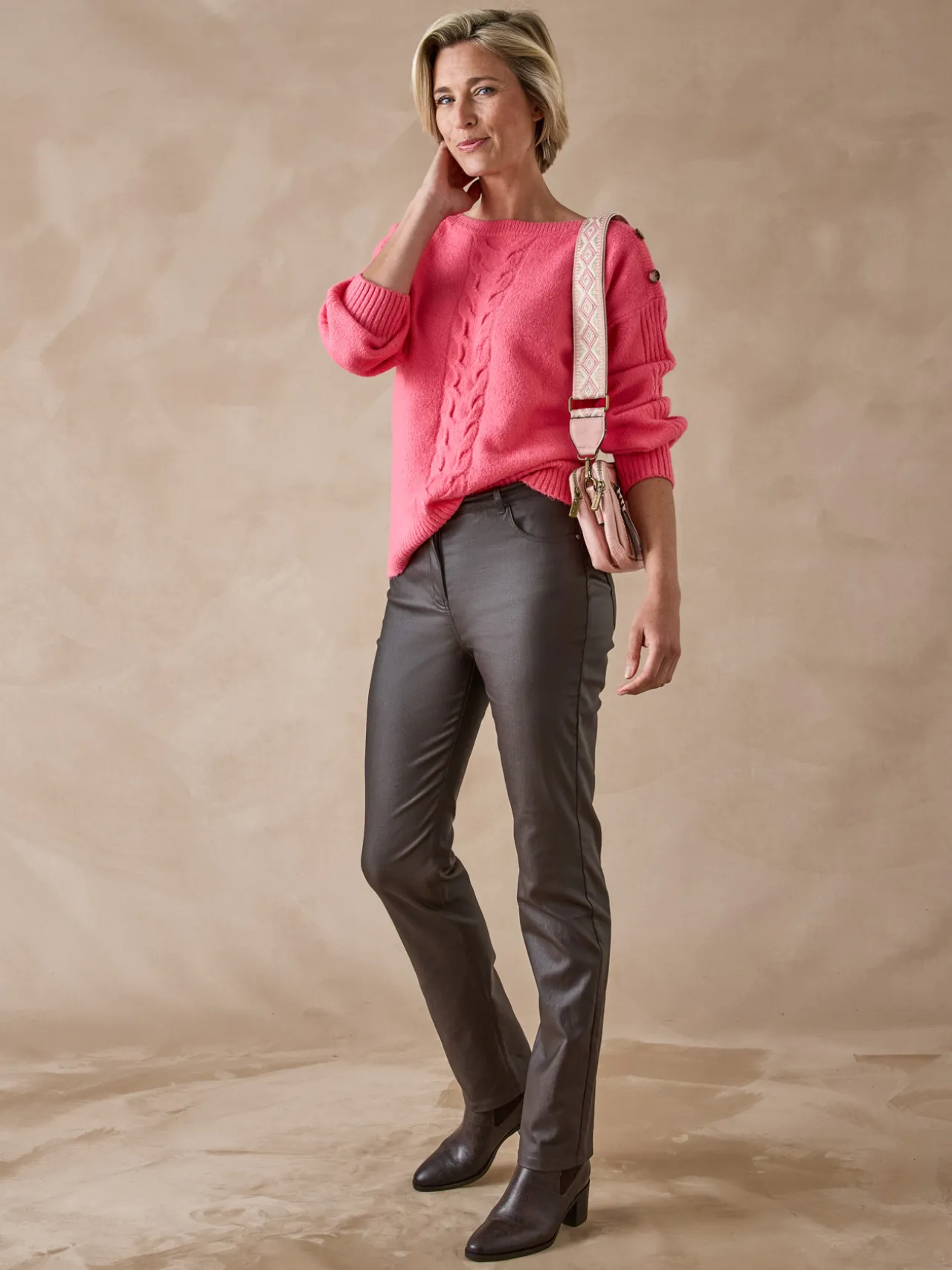 Pull encolure bateau en jersey envers