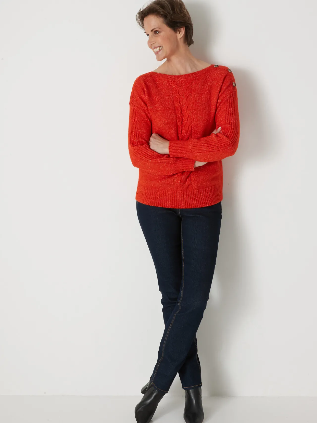 Pull encolure bateau en jersey envers