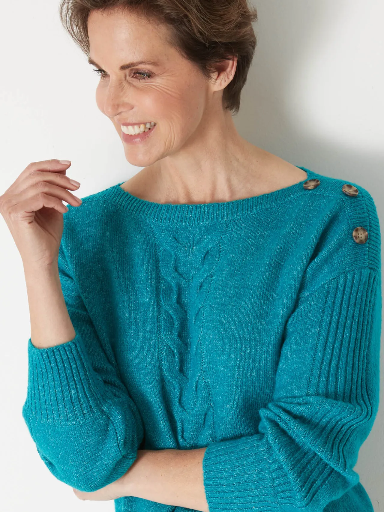 Pull encolure bateau en jersey envers