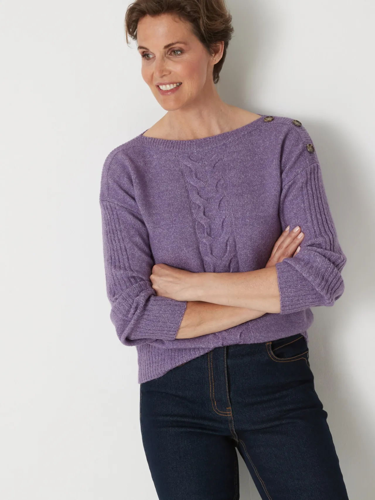 Pull encolure bateau en jersey envers