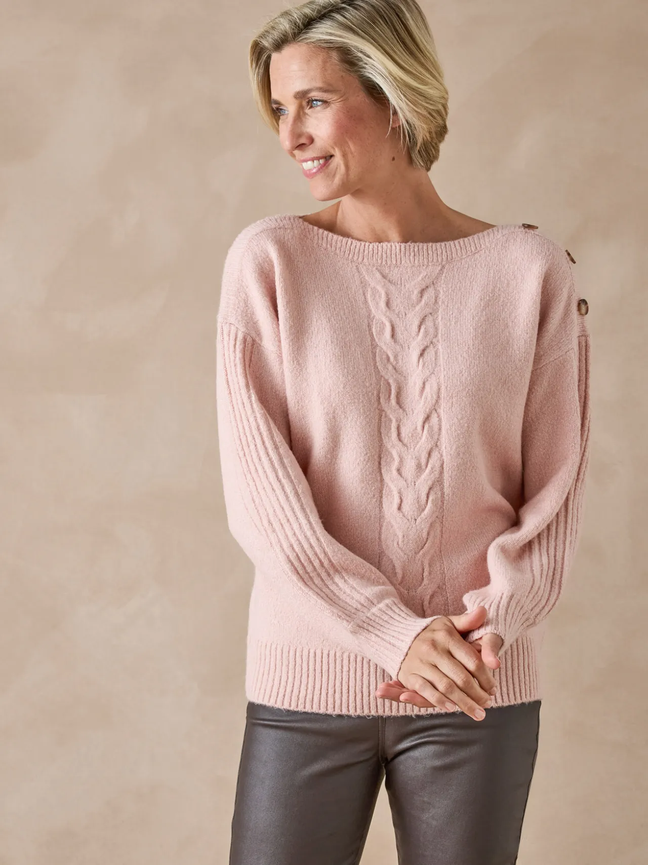Pull encolure bateau en jersey envers