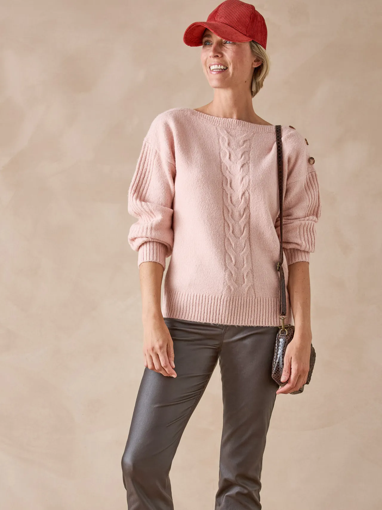 Pull encolure bateau en jersey envers