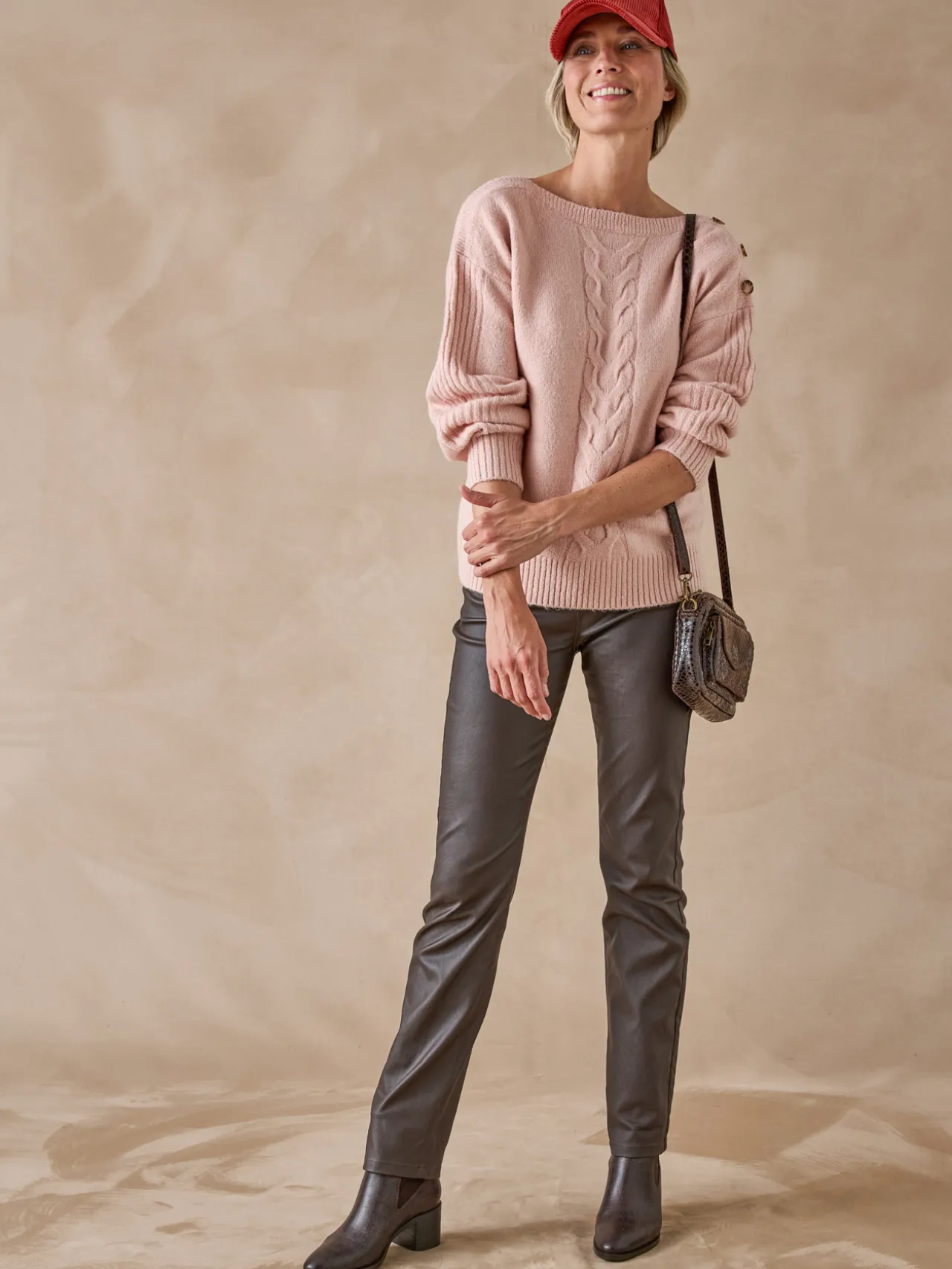 Pull encolure bateau en jersey envers