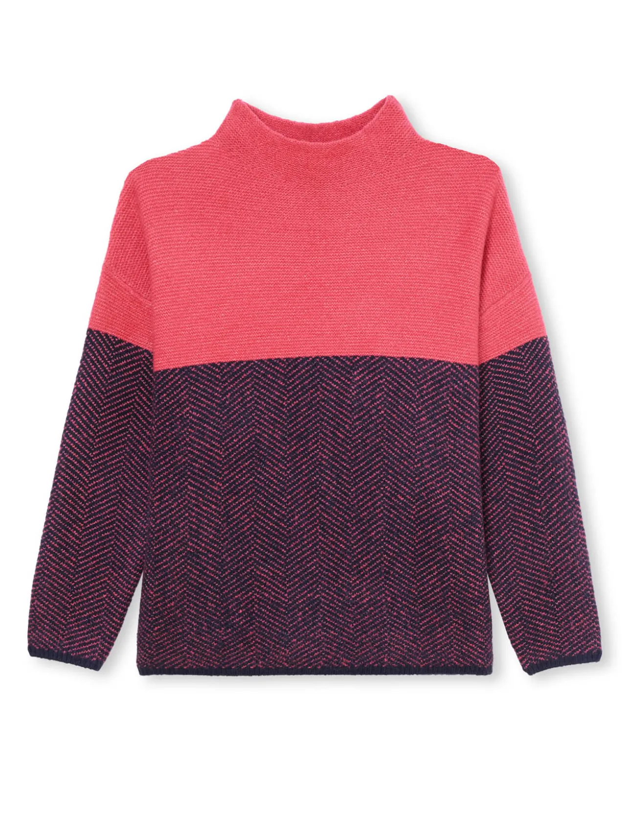 Pull jacquard col cheminée