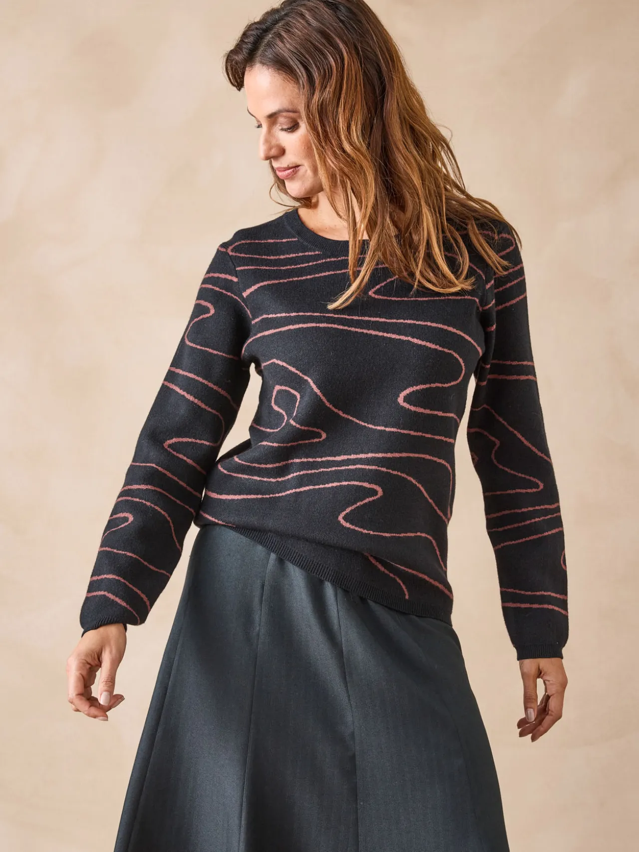 Pull jacquard col rond